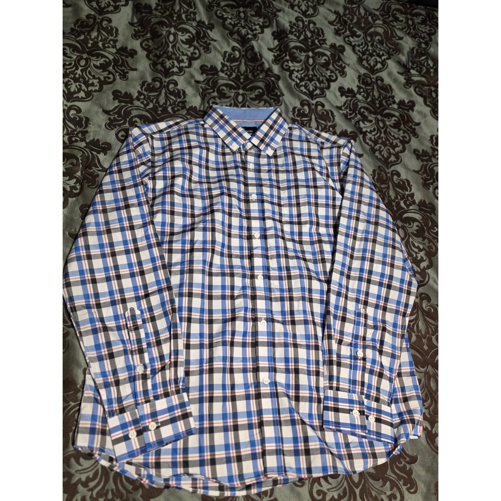 Classic Collection Blue Plaid Large Men's Button‎ Down